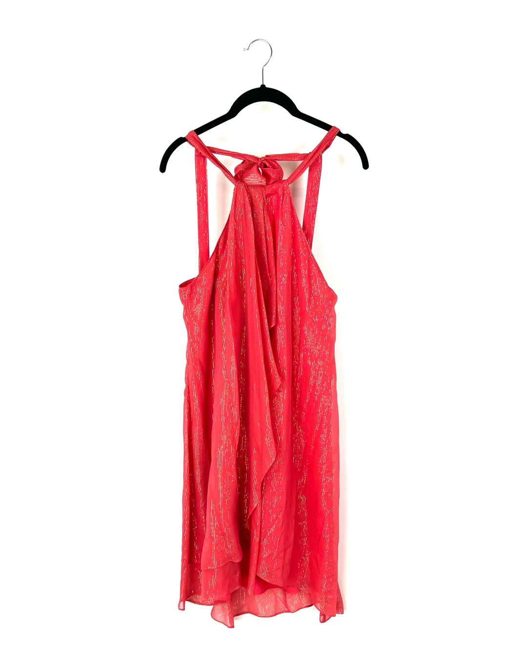 Coral And Metallic Gold Dress - Size 4-6