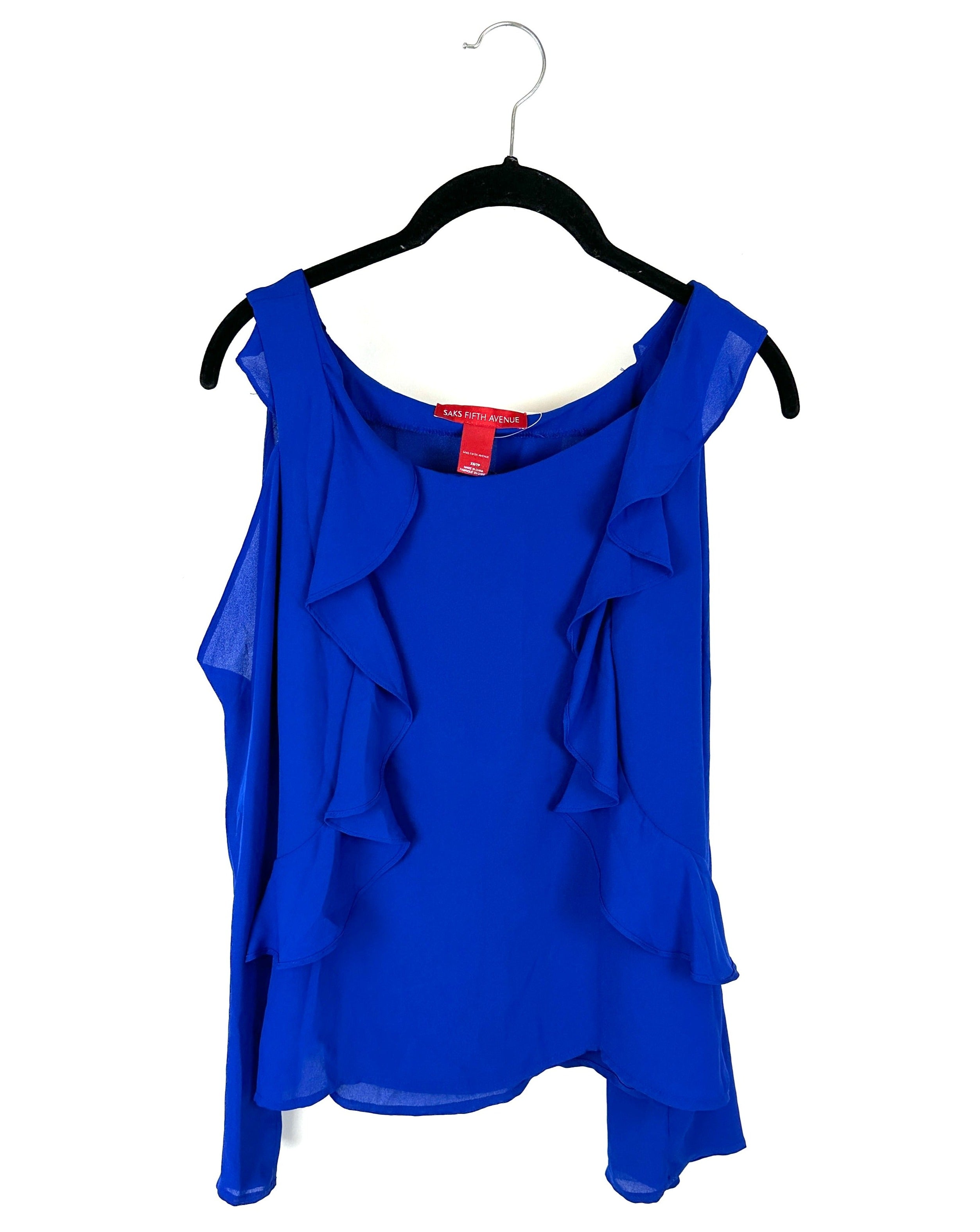 Ruffle Royal Blue Blouse Extra Small The Fashion Foundation