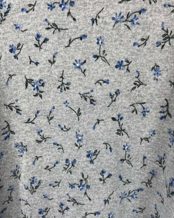 Heather Grey Nightgown With Blue Flowers - Medium