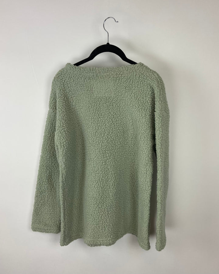 Sage Green Sherpa Crew Neck - Extra Small