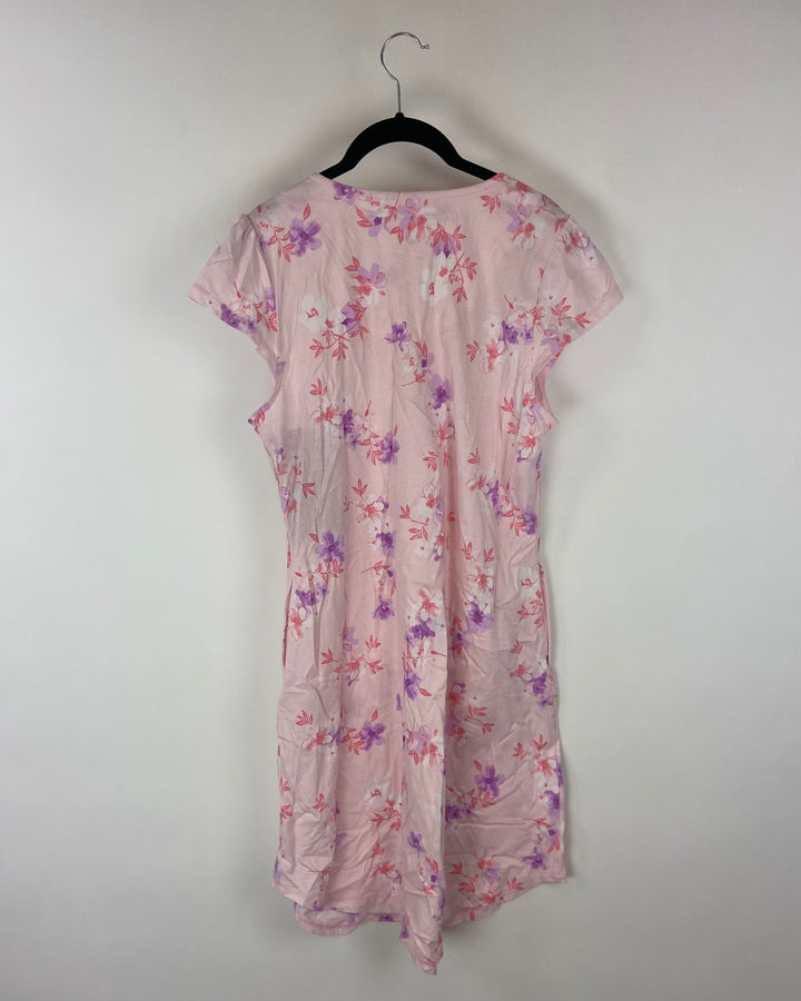 Light Pink Floral Print Nightgown - Small