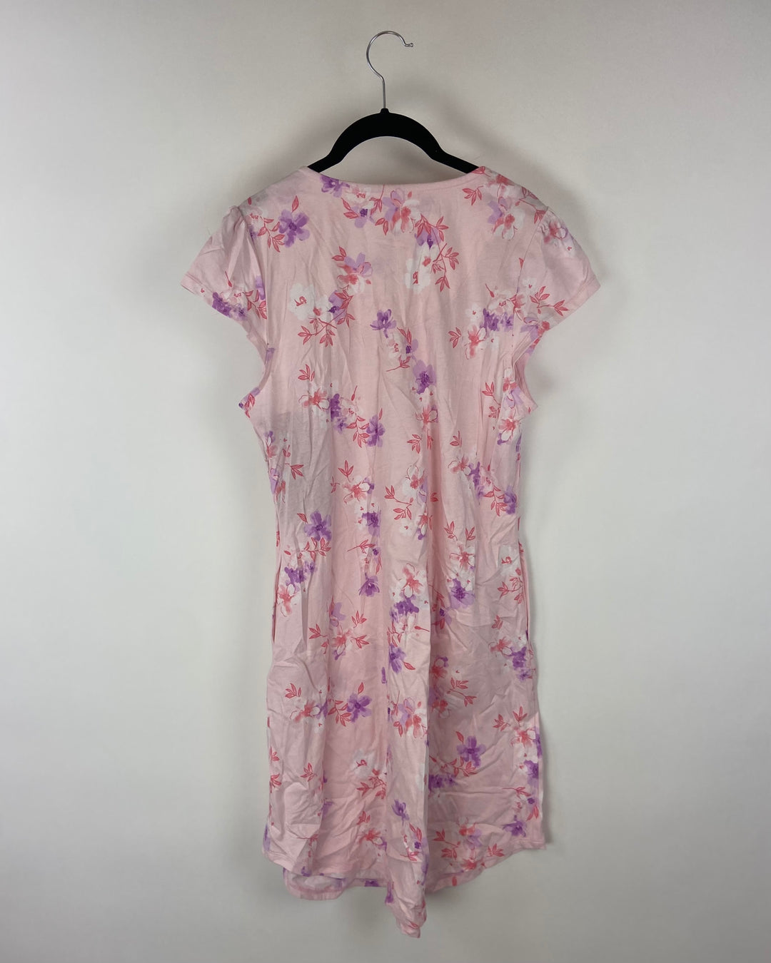 Light Pink Floral Print Nightgown - Small