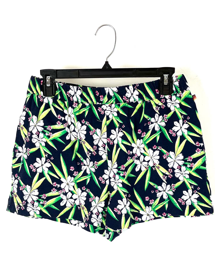 Green Floral Printed Sleepwear Shorts - Small