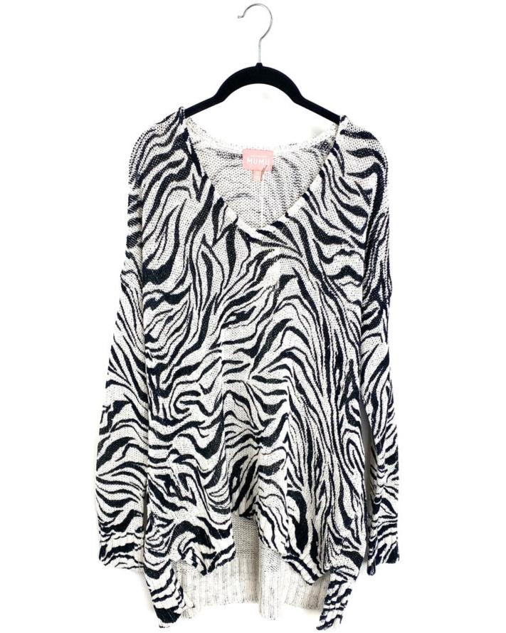 Zebra Print Knit Sweater - Extra Small and Medium