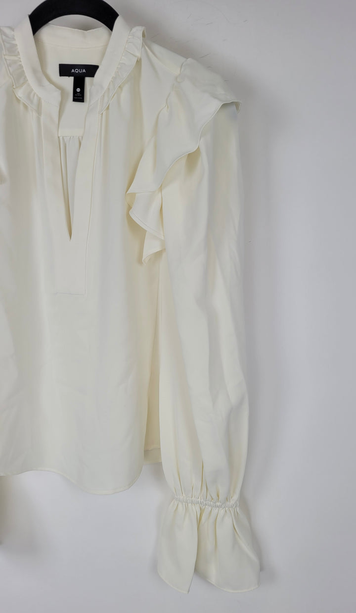 Ivory Long Sleeve Ruffle Top - Extra Small
