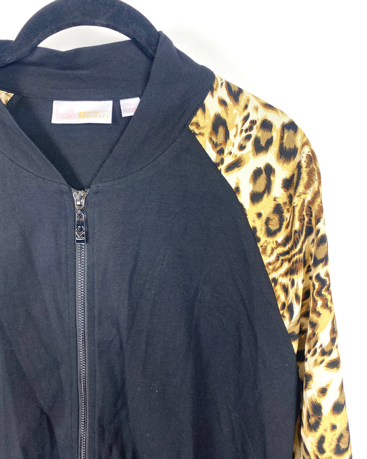 Black And Cheetah Print Jacket - Small/Medium