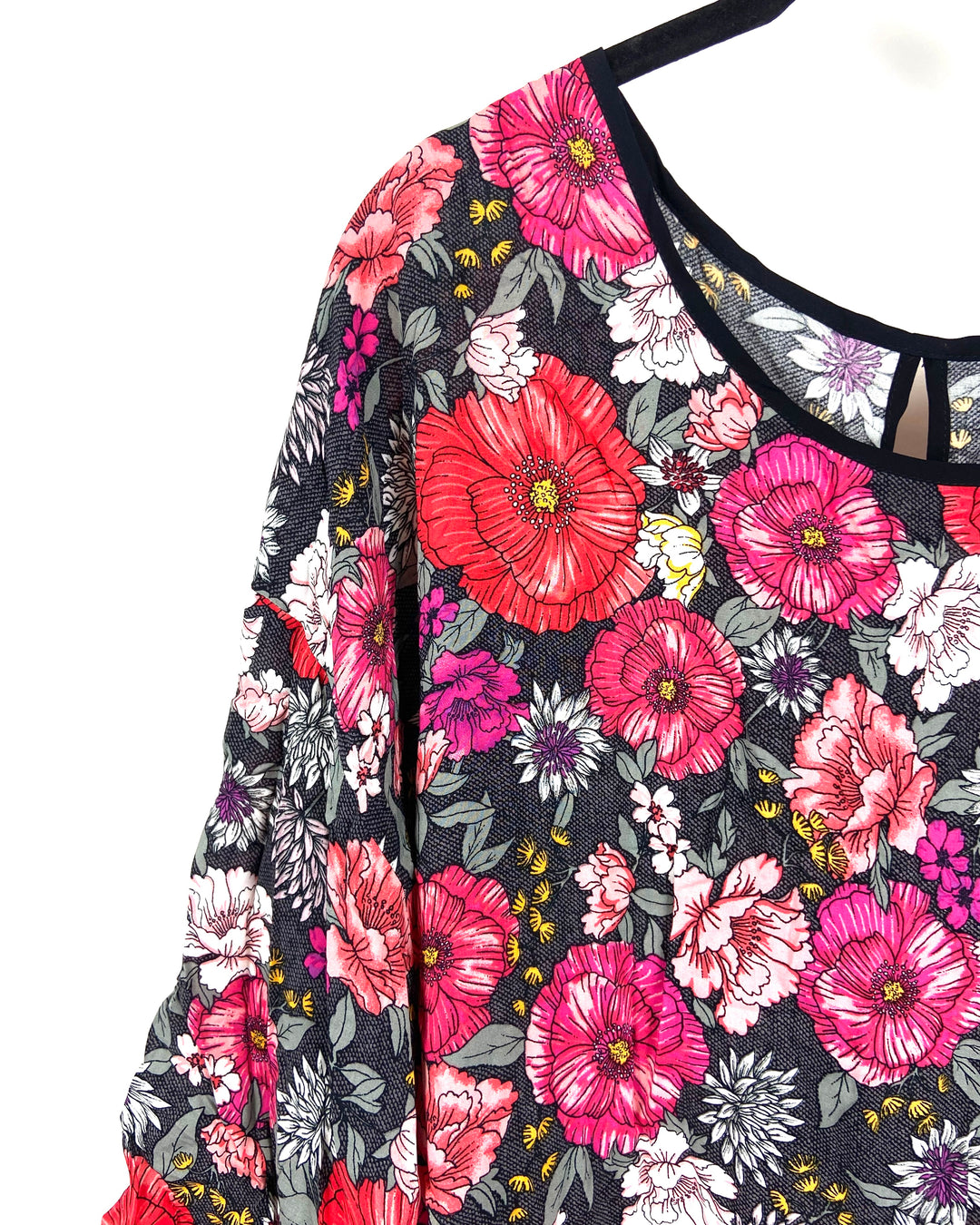 Floral Printed Quarter Sleeve Blouse - Size 1X
