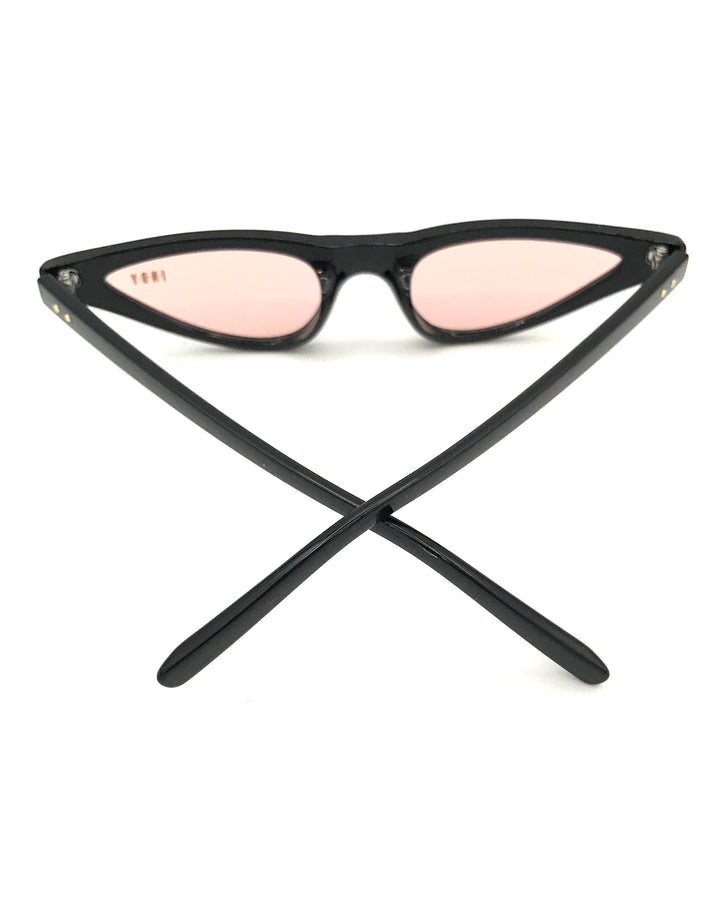 Black and Pink Slim Lens Sunglasses