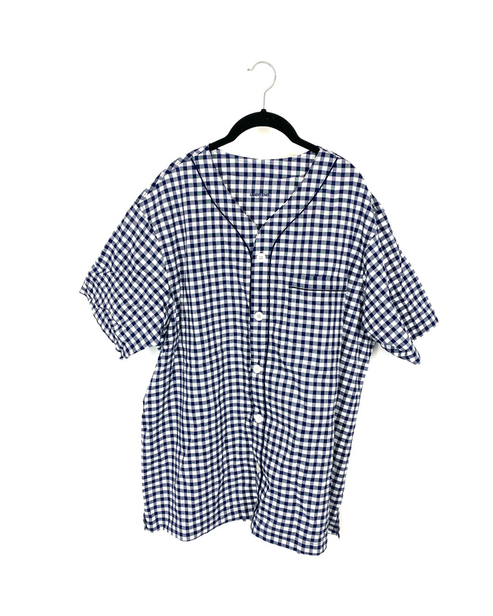 MENS Blue and White Checkered Shirt - Extra Large