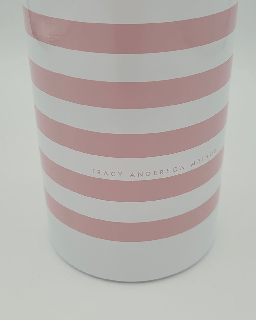 White And Pink Striped Water Bottle