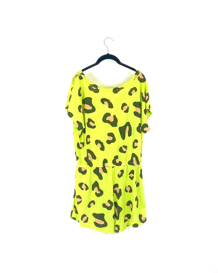 Lime Green Cheetah Romper - Extra Large
