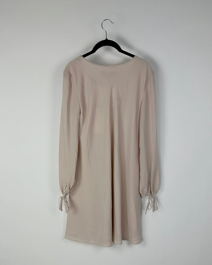 Beige Tie Sleeve Dress - Small