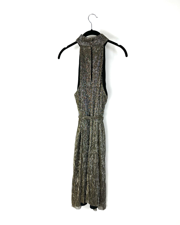 Black Metallic Sleeveless High Neck Dress - Size 0/2 and 4/6