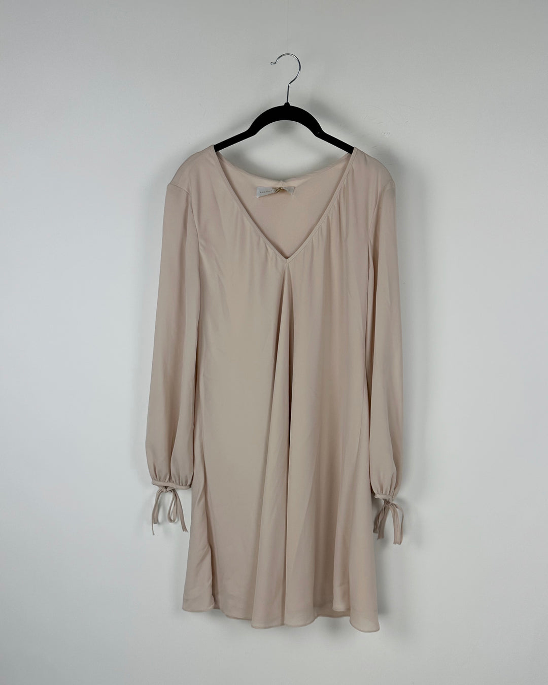 Beige Tie Sleeve Dress - Small