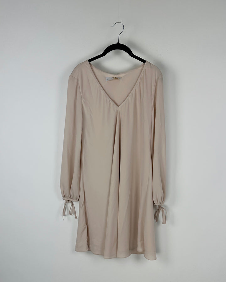 Beige Tie Sleeve Dress - Small