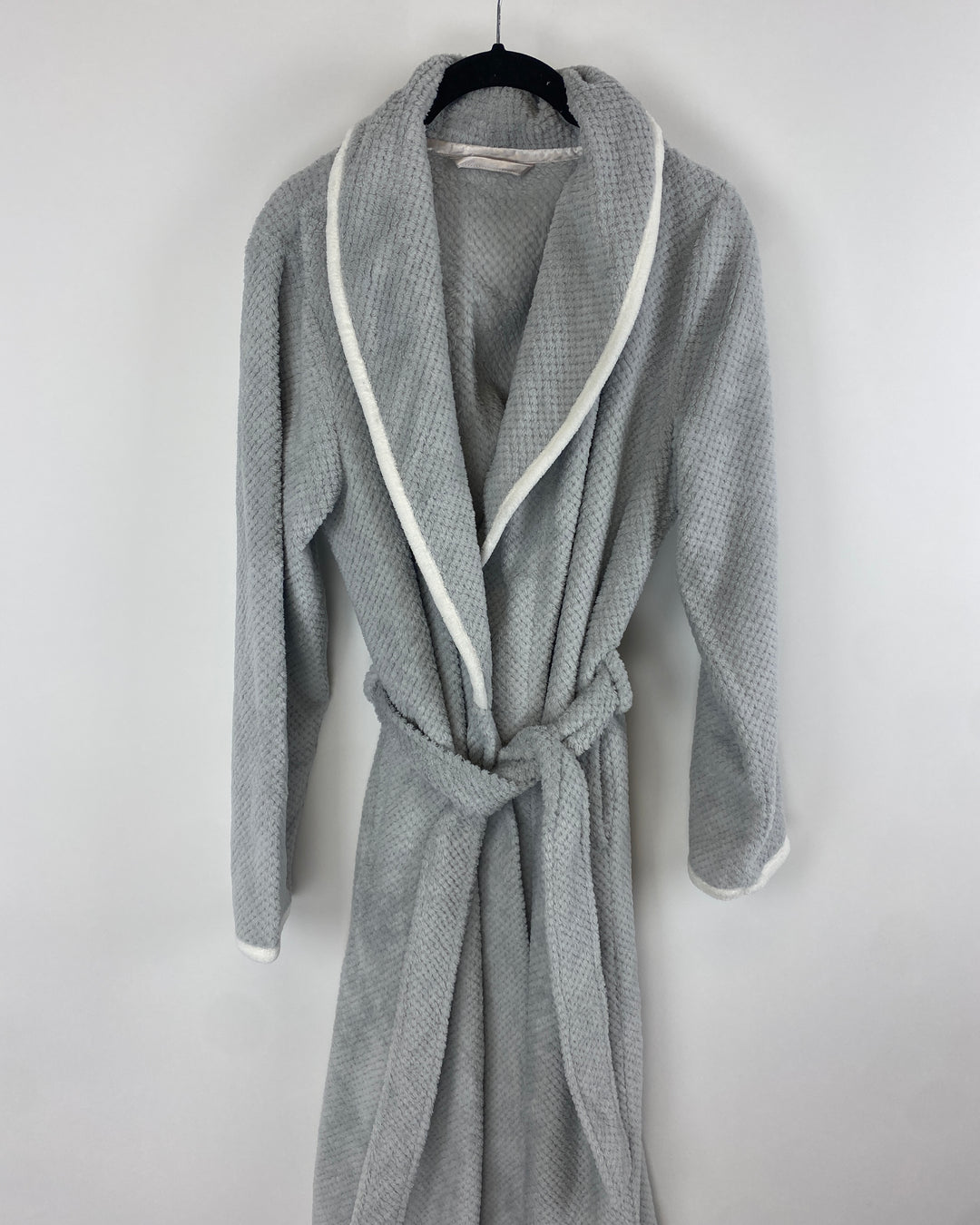 Fuzzy Grey Robe with White Trim - Small