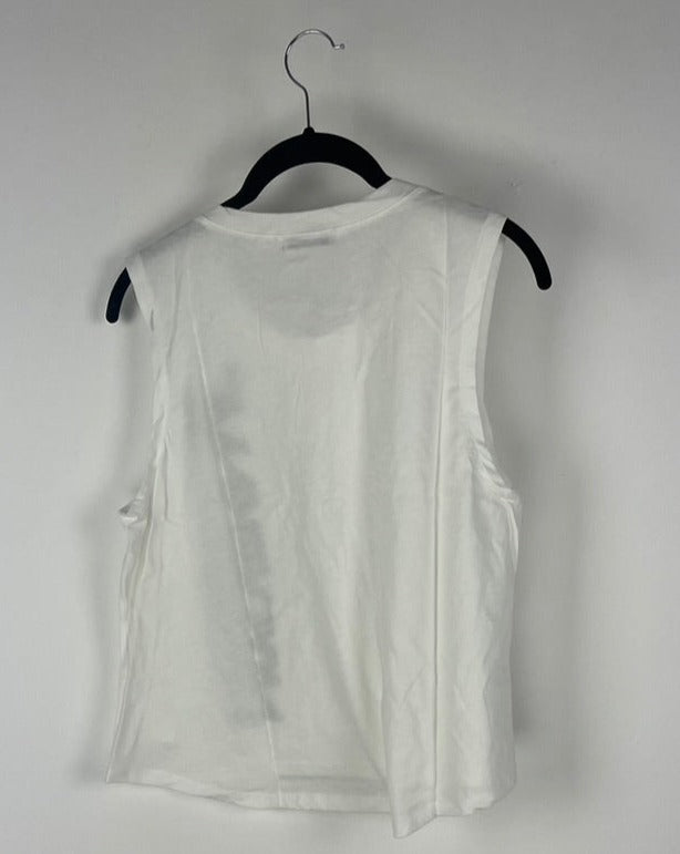 White And Green Tank Top - Size 0, 2, 4 and 6