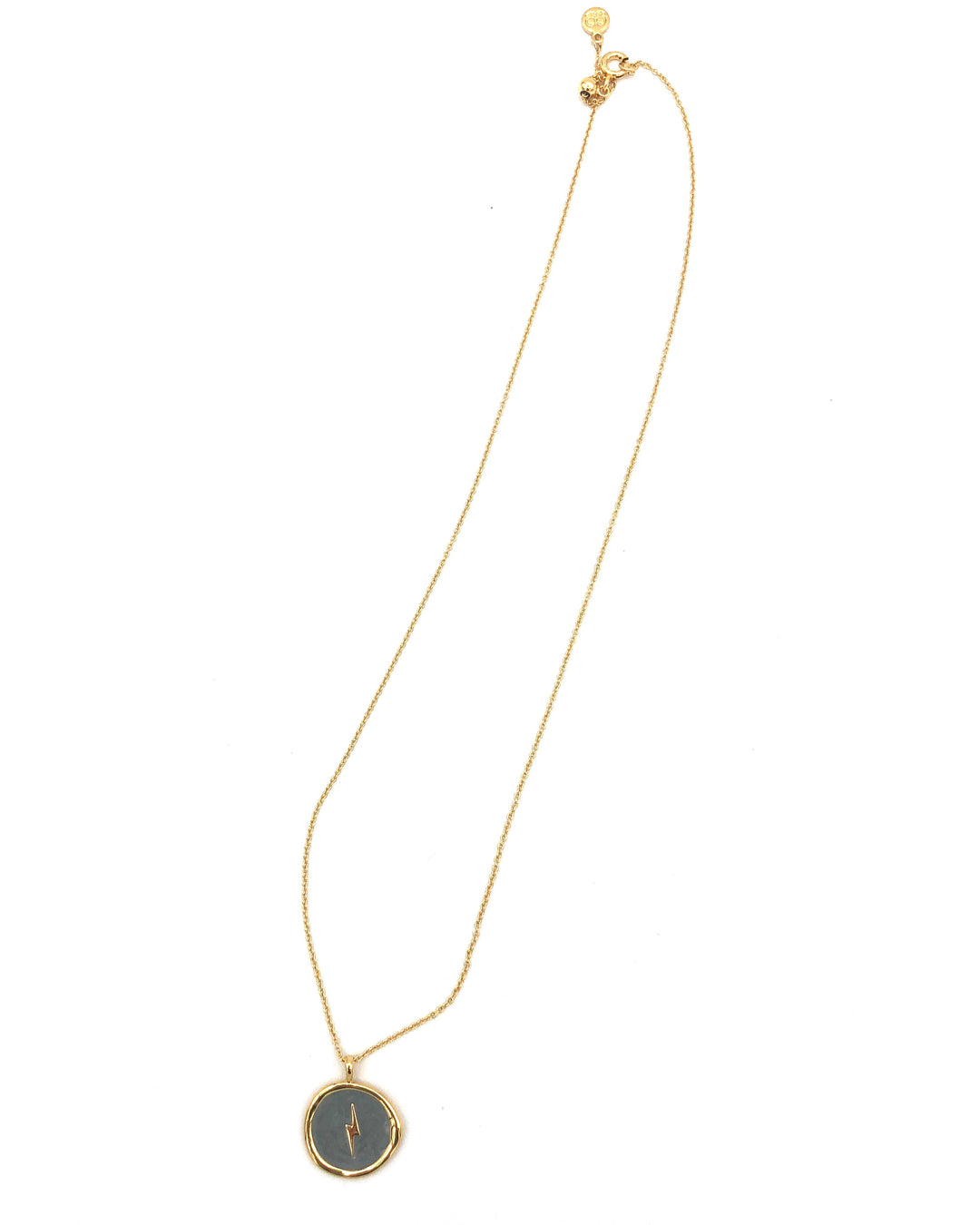 Gold and Grey Marble Pendant with Gold Lighting Bolt Design