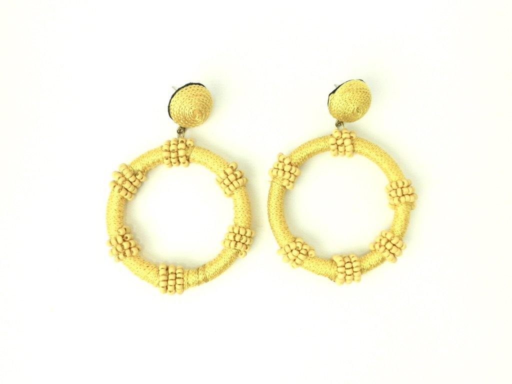 Yellow Dangle Earrings with Beaded Detail - The Fashion Foundation - {{ discount designer}}