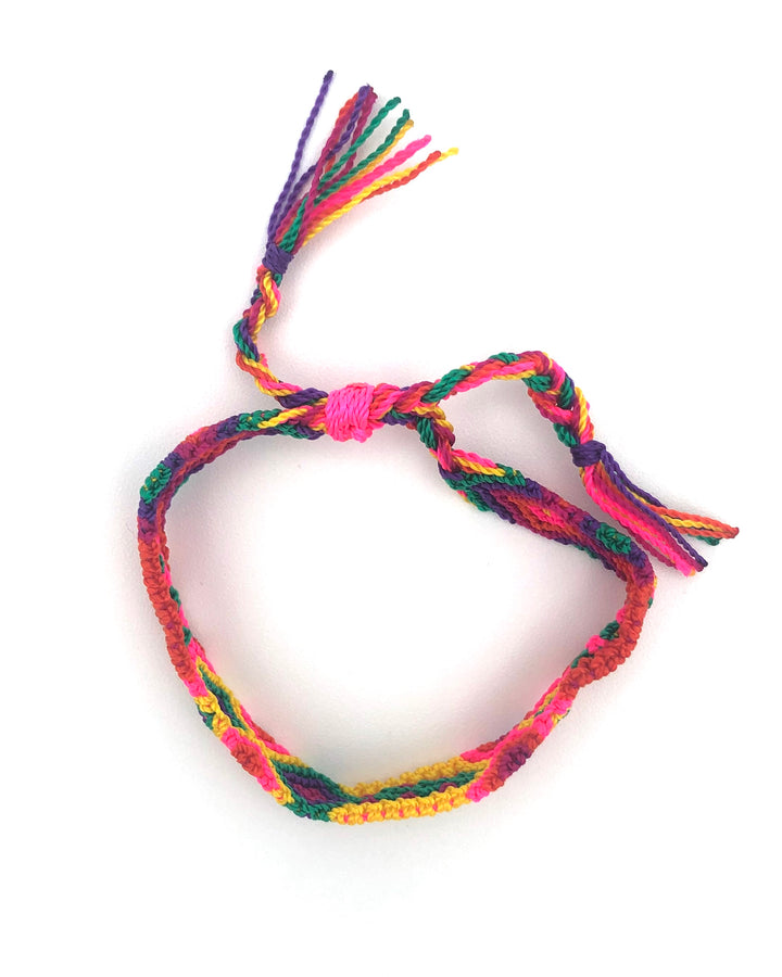 Neon Pink Multicolor Woven Bracelet