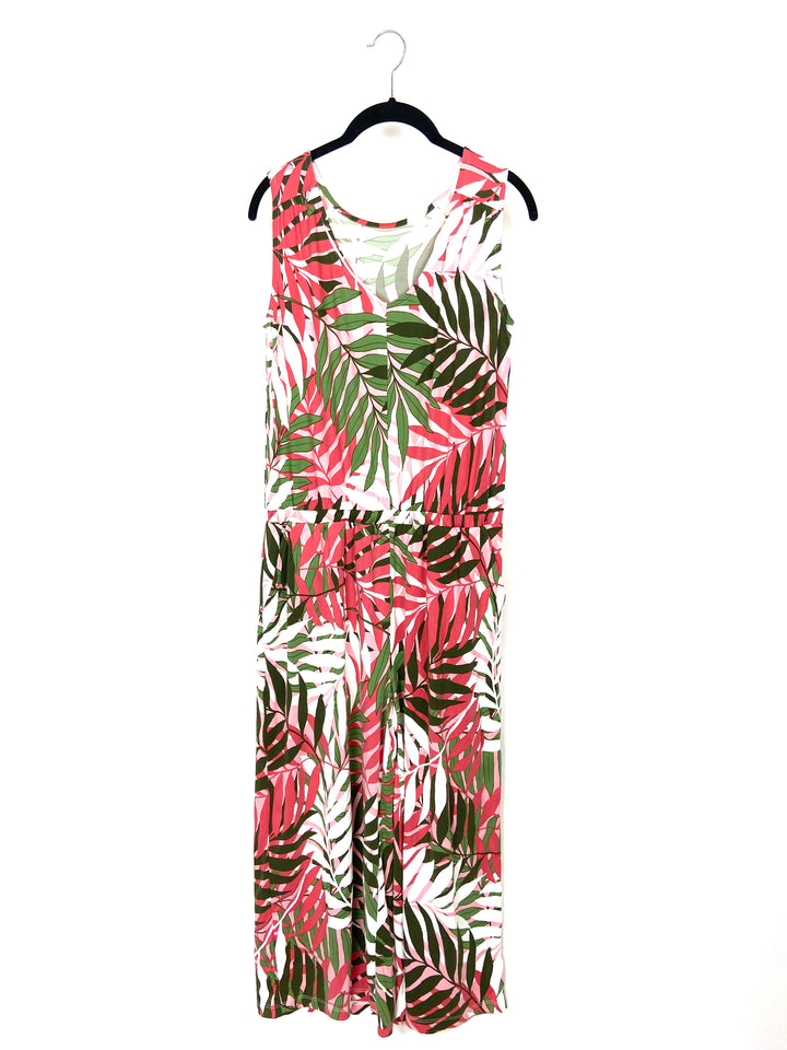 Tropical Print Tank Top Jumpsuit - Small