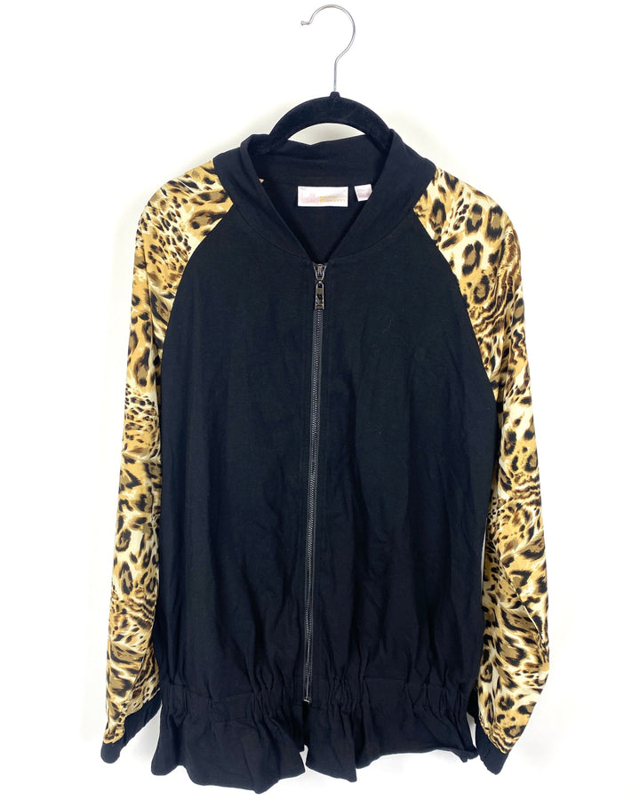 Black And Cheetah Print Jacket - Small/Medium