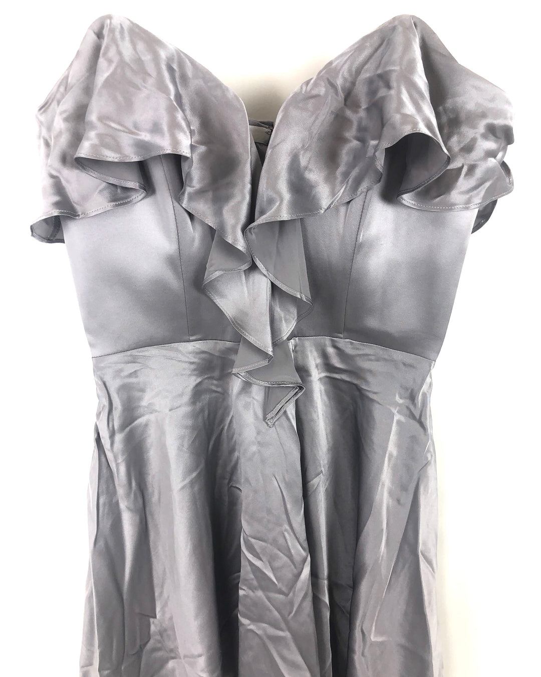Grey Ruffle Strapless Dress - Small