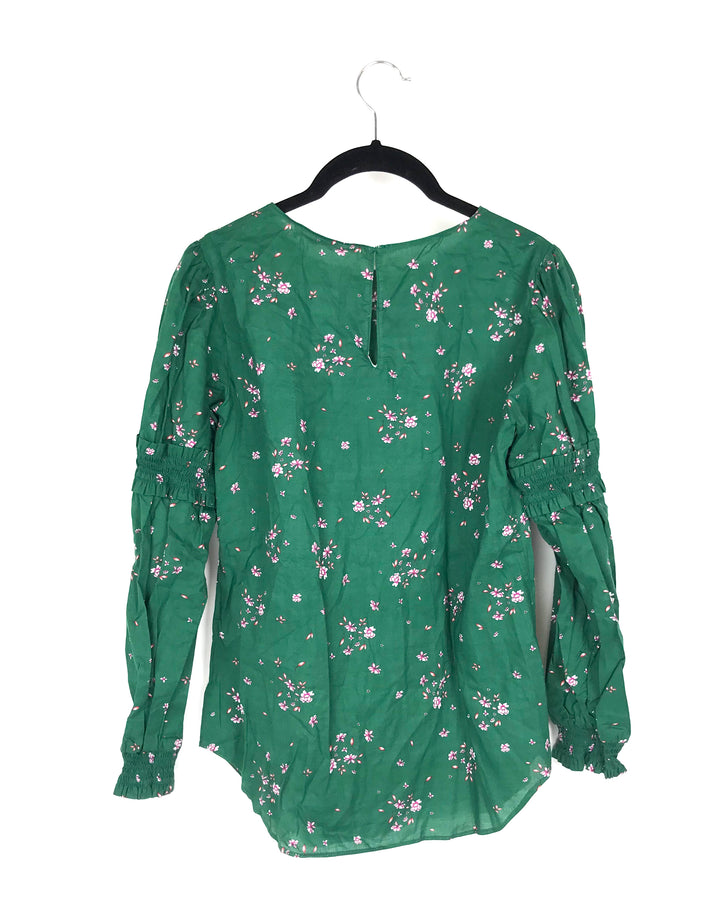 Green Floral Printed Top - Small