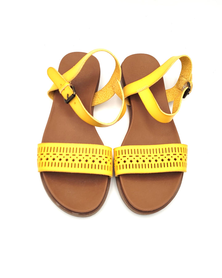 Yellow and Tan Sandals - Size 6