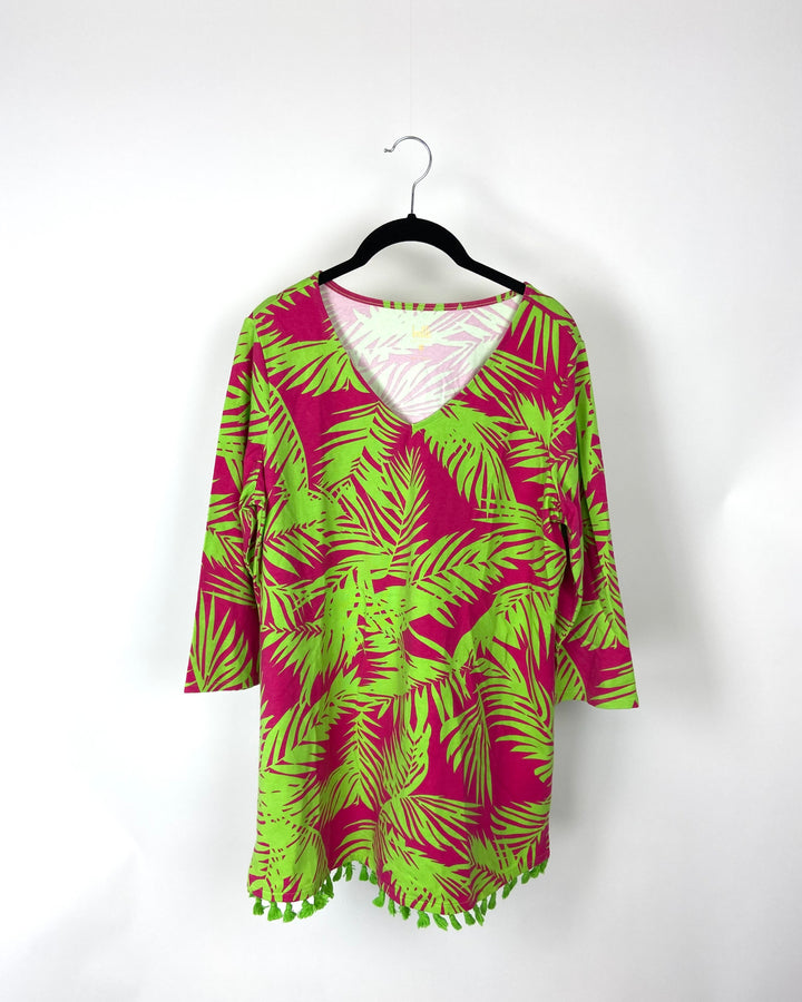 Tropical Top With Tassel Trim - Small/ Medium and Large/Extra Large