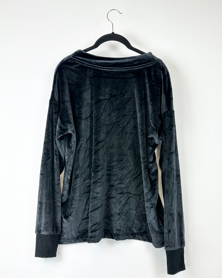 Soft Texture Black Loungewear Top - Medium