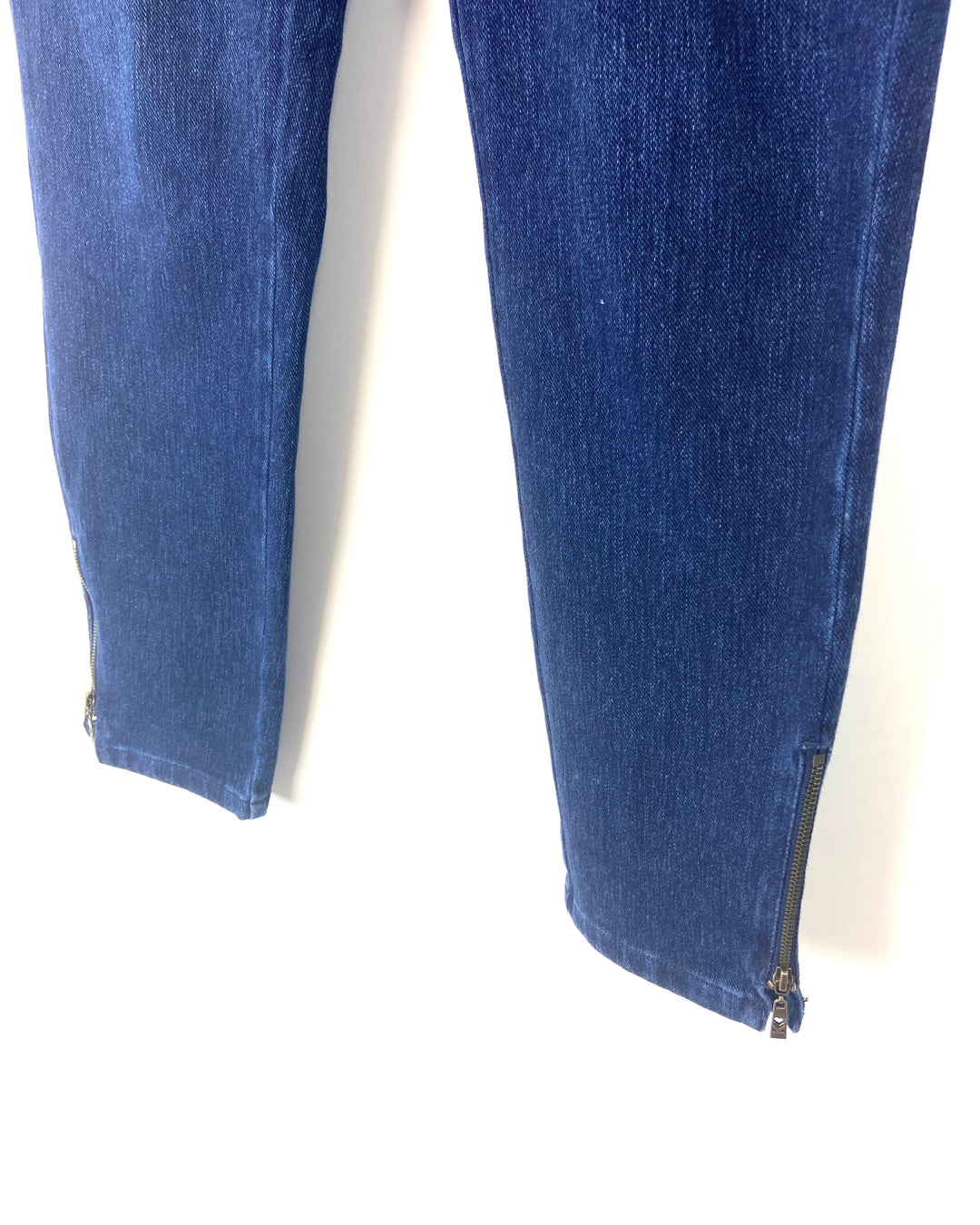 Dark Blue Jeans With Bottom Zippers - Size 12/14