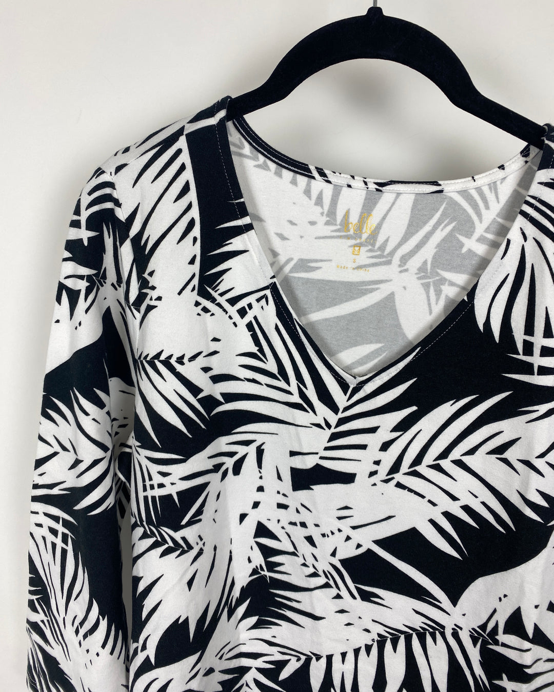 Black and White Tropical Printed Top with Tassels - Small/Medium
