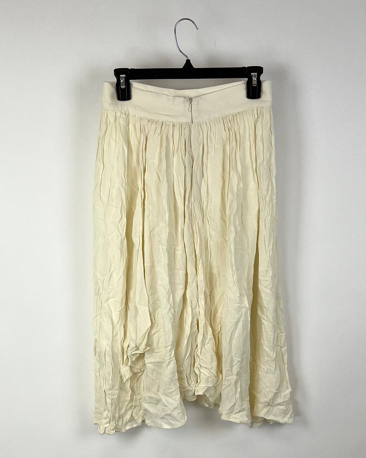 Cream High Waisted Midi Skirt - Small
