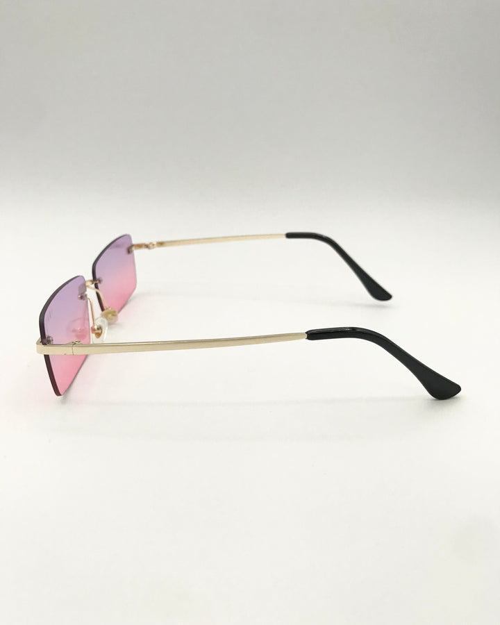 Pink, Purple and Gold Rectangular Sunglasses