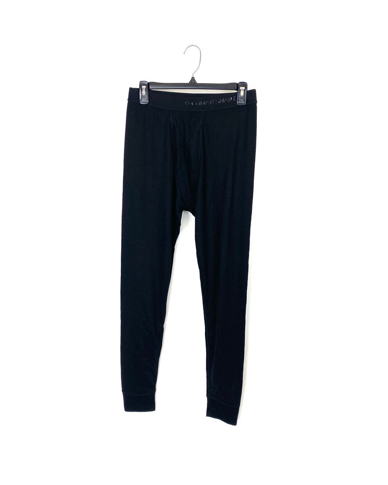 MENS Black Ribbed Athletic Pants - Medium