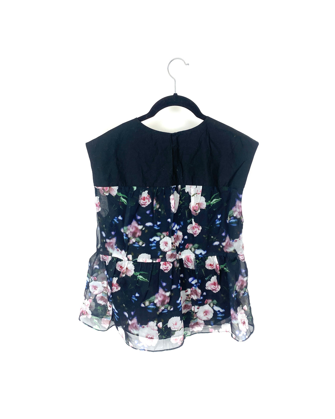 Black Floral Blouse - Small