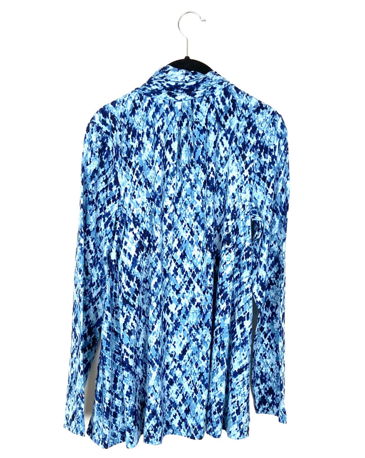 Blue Abstract Cardigan - Small And 1X