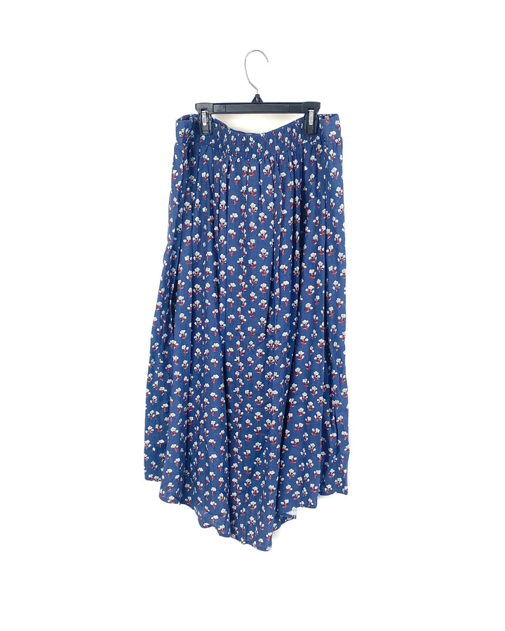 Blue Button Front Skirt - 1X