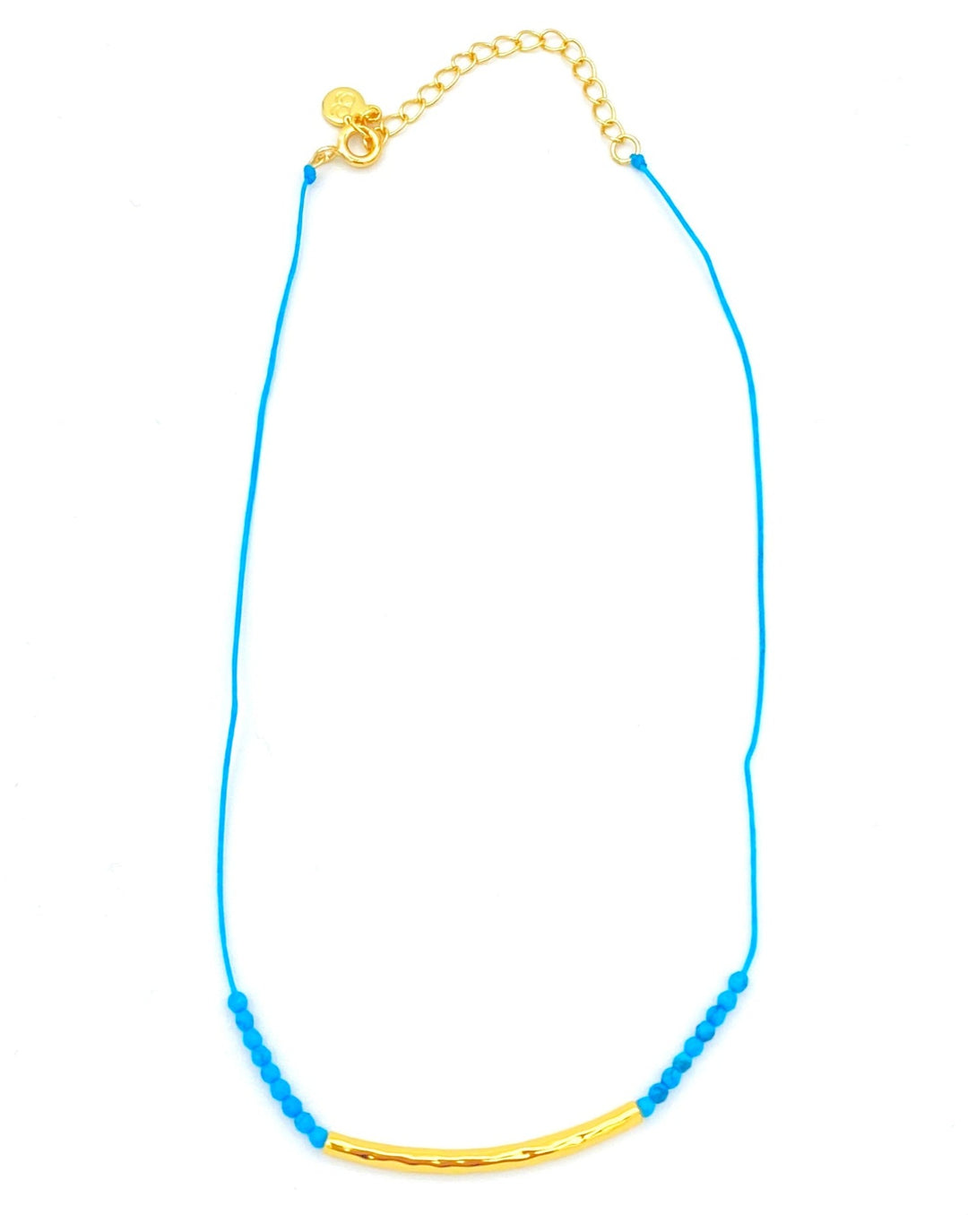 Turquoise Beaded and Gold Choker Necklace