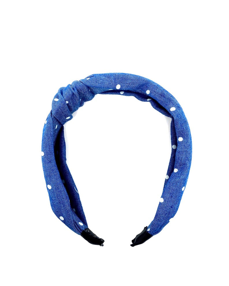 Blue And White Polka Dot Knotted Headband