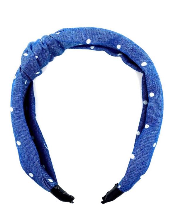 Blue And White Polka Dot Knotted Headband