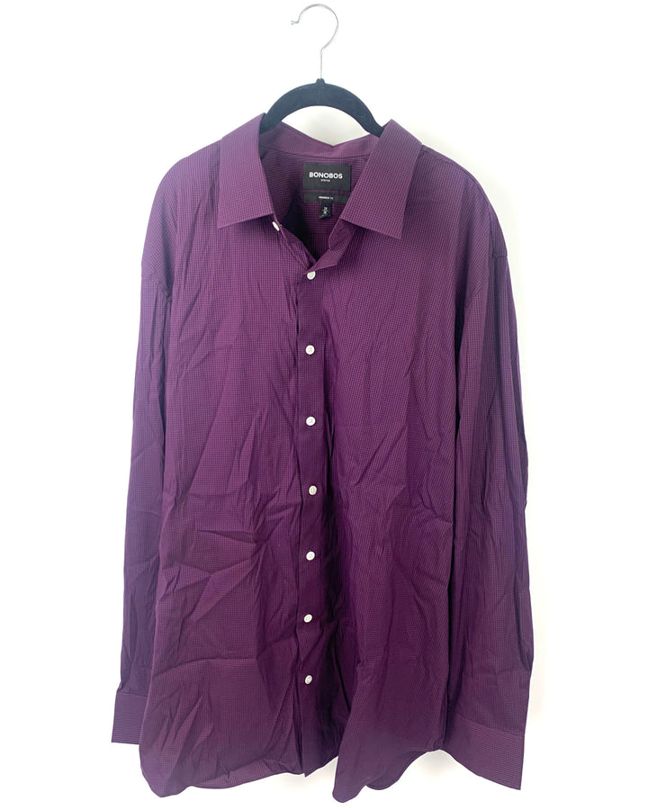 MENS Long Sleeve Purple And Navy Shirt - Size 20/38