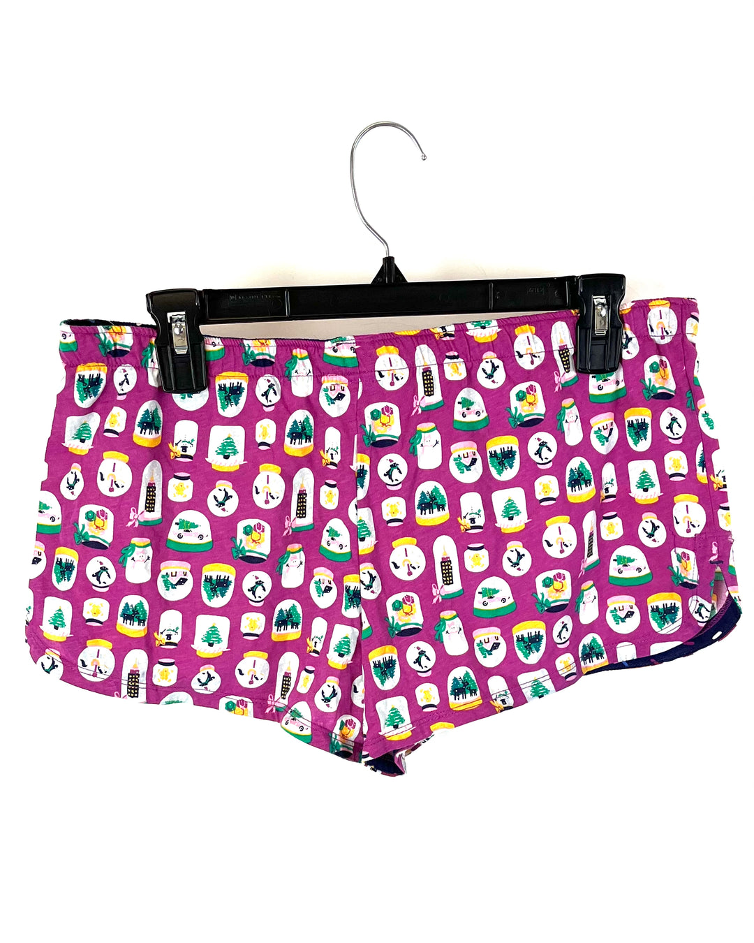 Purple Winter Print Sleepwear Shorts - Small