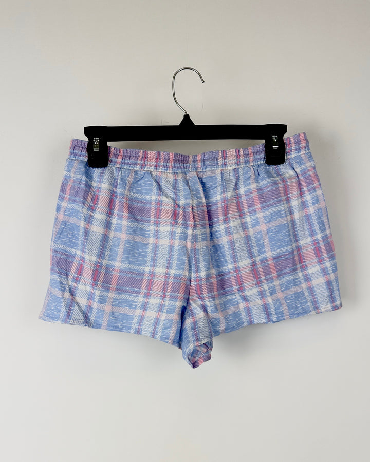 Pink And Blue Plaid Sleepwear Shorts - Small