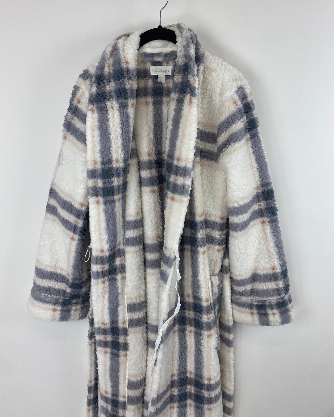 Grey And White Stripe Robe - Small