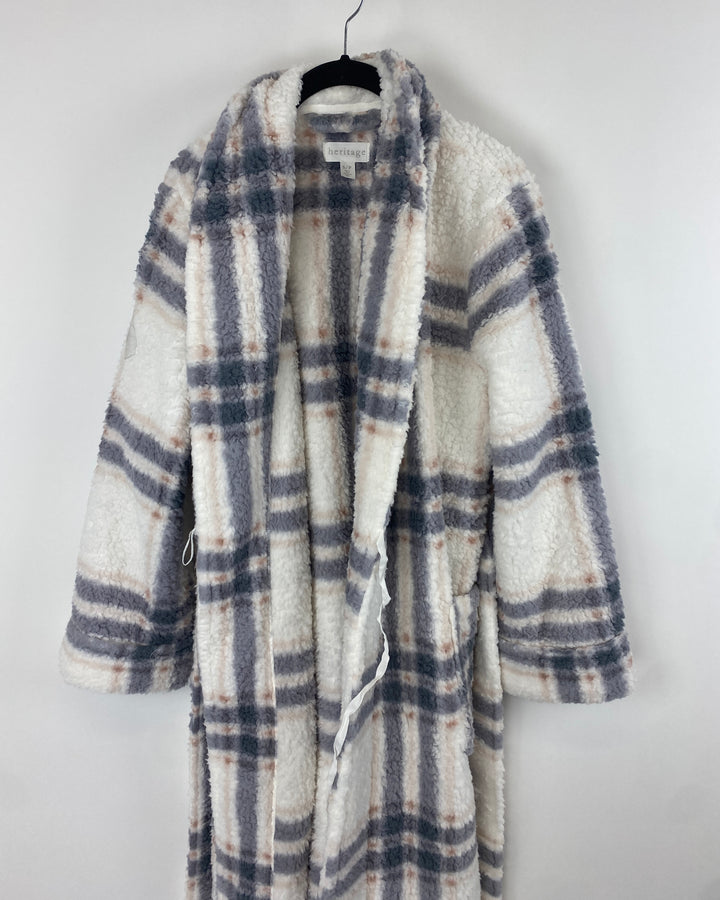Grey And White Stripe Robe - Small