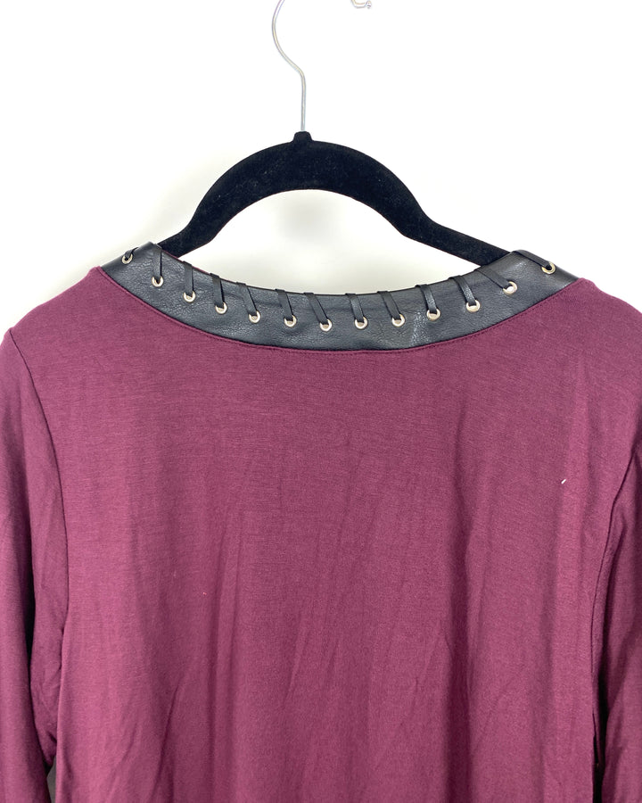Red Faux Leather Tie Up Top - Small/Medium