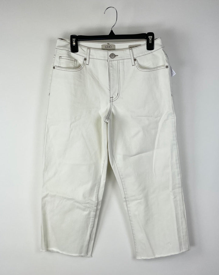 White Mid Rise Straight Leg Denim Jeans - 8P & 8T