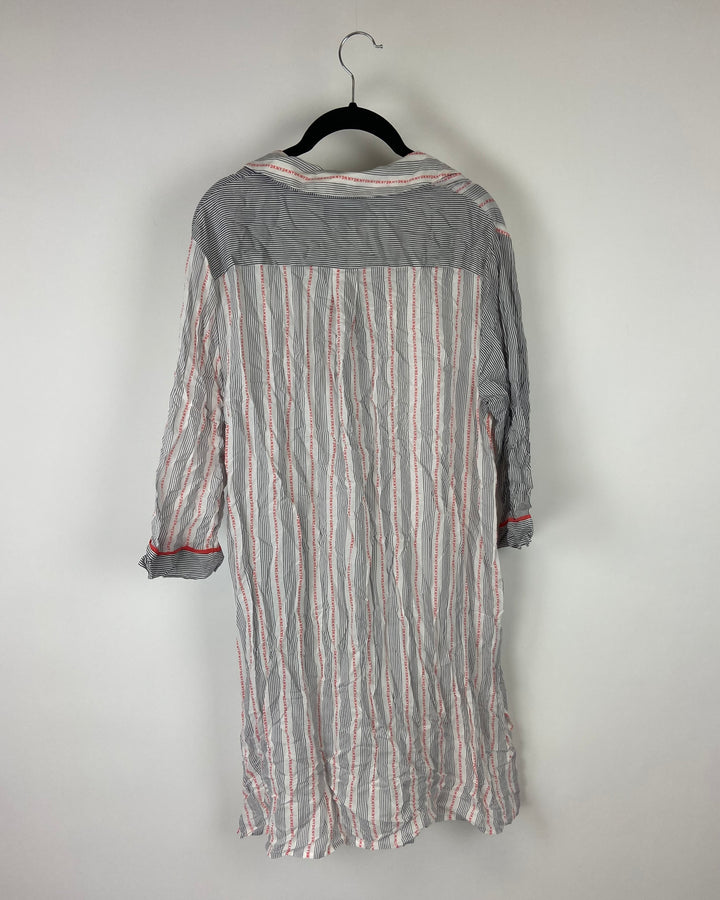 Black And White Striped Button Up Nightgown - Small